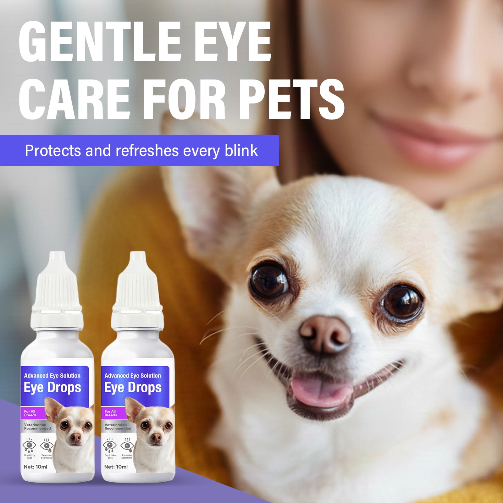 Dogs Eye Drops, Dogs Eye Infection Treatment, Relieve Red Eyes & Allergy Symptoms for All Animal, Dog Eye Wash for Cleaning Tear Streaks、Removing Eye Stains & Relieving Dryness