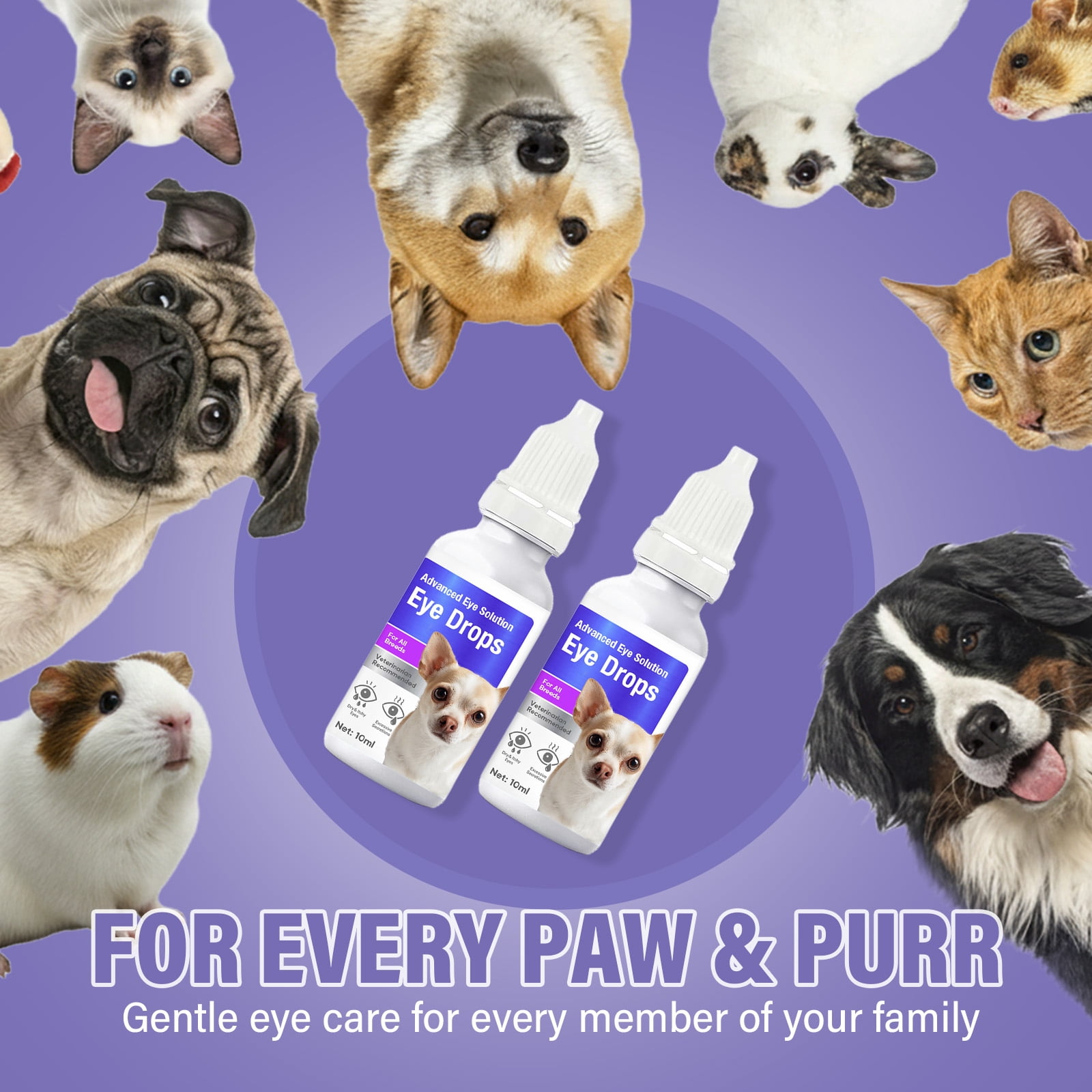 Dogs Eye Drops, Dogs Eye Infection Treatment, Relieve Red Eyes & Allergy Symptoms for All Animal, Dog Eye Wash for Cleaning Tear Streaks、Removing Eye Stains & Relieving Dryness