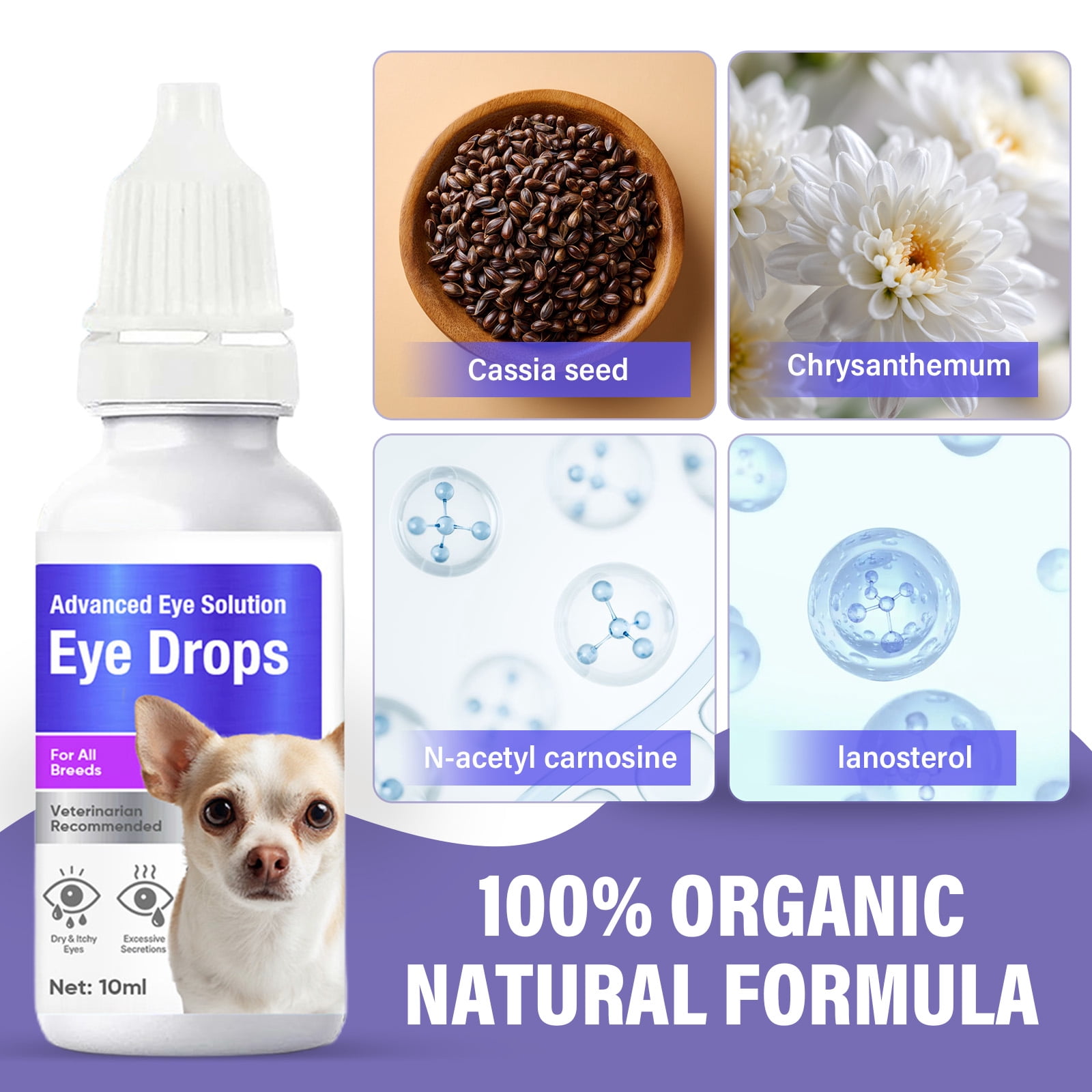 Dogs Eye Drops, Dogs Eye Infection Treatment, Relieve Red Eyes & Allergy Symptoms for All Animal, Dog Eye Wash for Cleaning Tear Streaks、Removing Eye Stains & Relieving Dryness