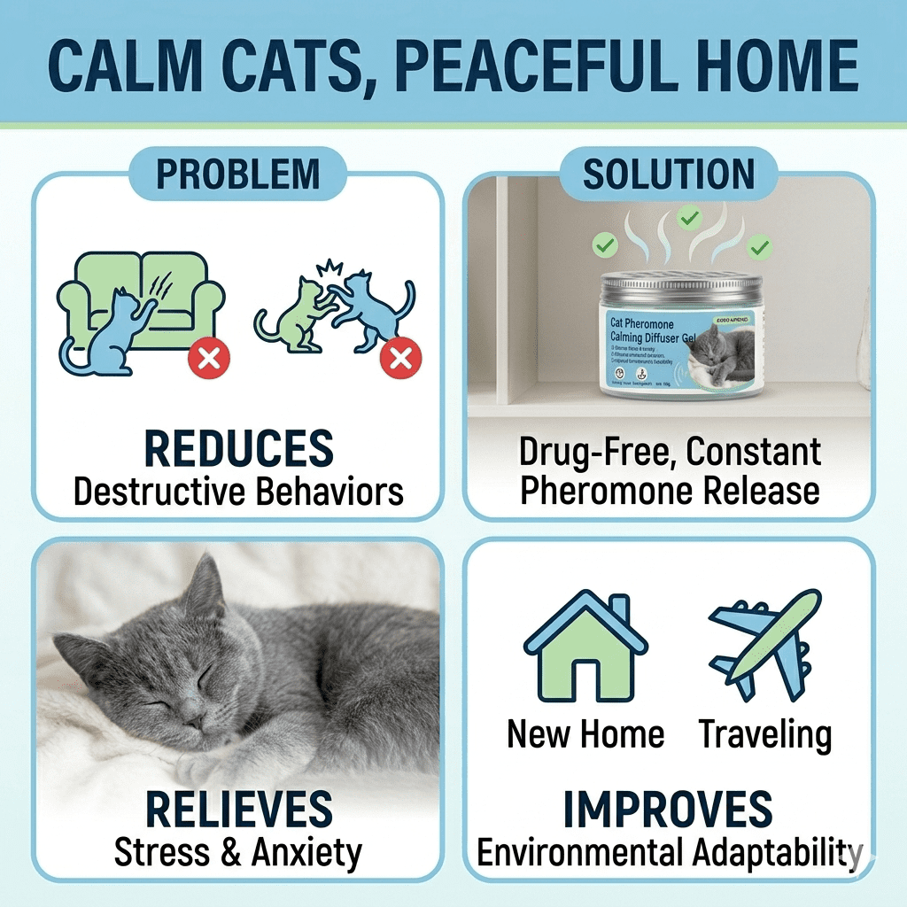 Cat Calming Diffuser, - 60-Day Pheromone & Catnip Therapy for Cats - Non-Electric Portable Anxiety Relief - Stops Scratching, Hiding & Urine Marking - Safe for All Ages - 4.1 fl oz