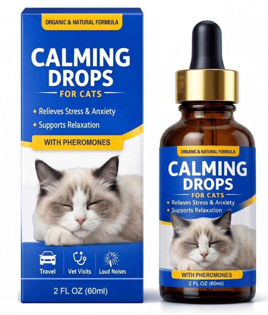 Cat Calming Treats, Natural Anxiety Relief Drops, Helps with Separation Anxiety, Cat Calming Diffuser, Stress Symptoms & Destructive Behavior, Promotes Rest & Relaxation