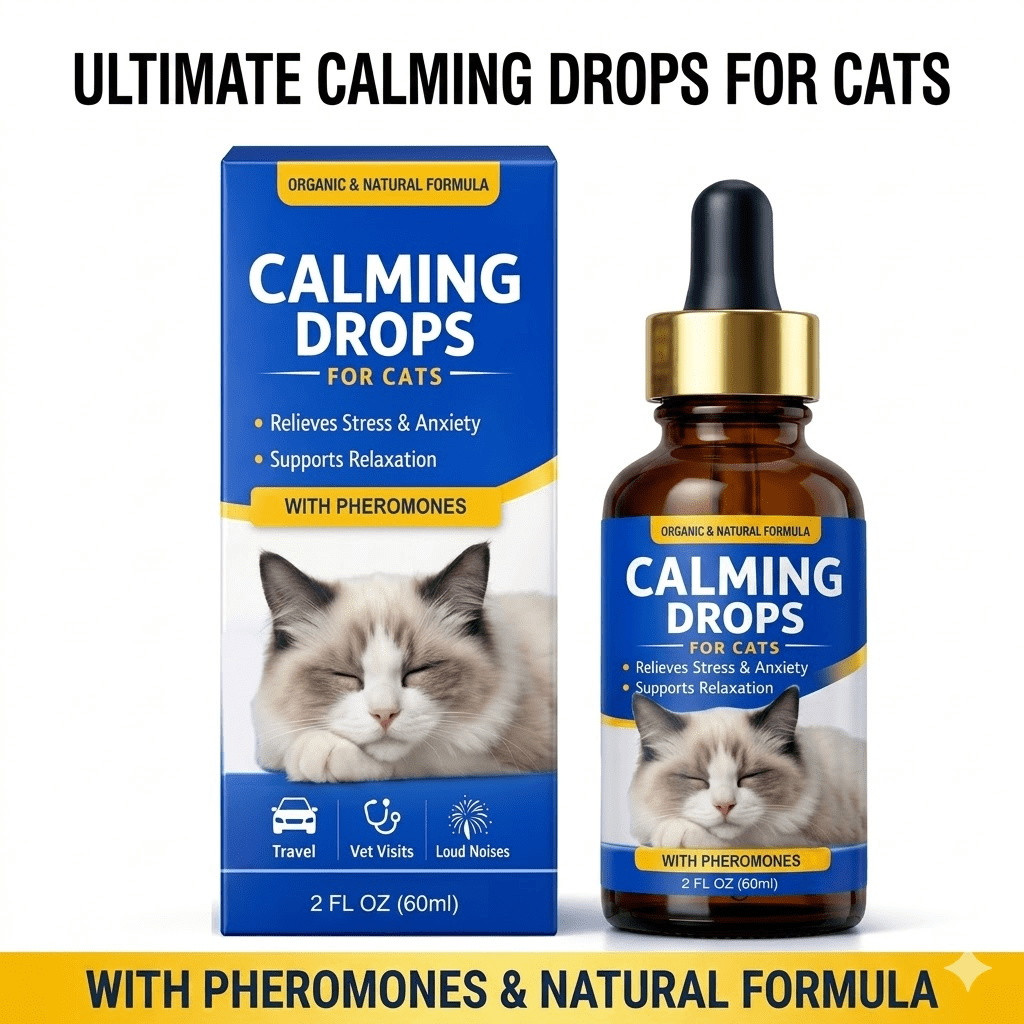 Cat Calming Treats, Natural Anxiety Relief Drops, Helps with Separation Anxiety, Cat Calming Diffuser, Stress Symptoms & Destructive Behavior, Promotes Rest & Relaxation