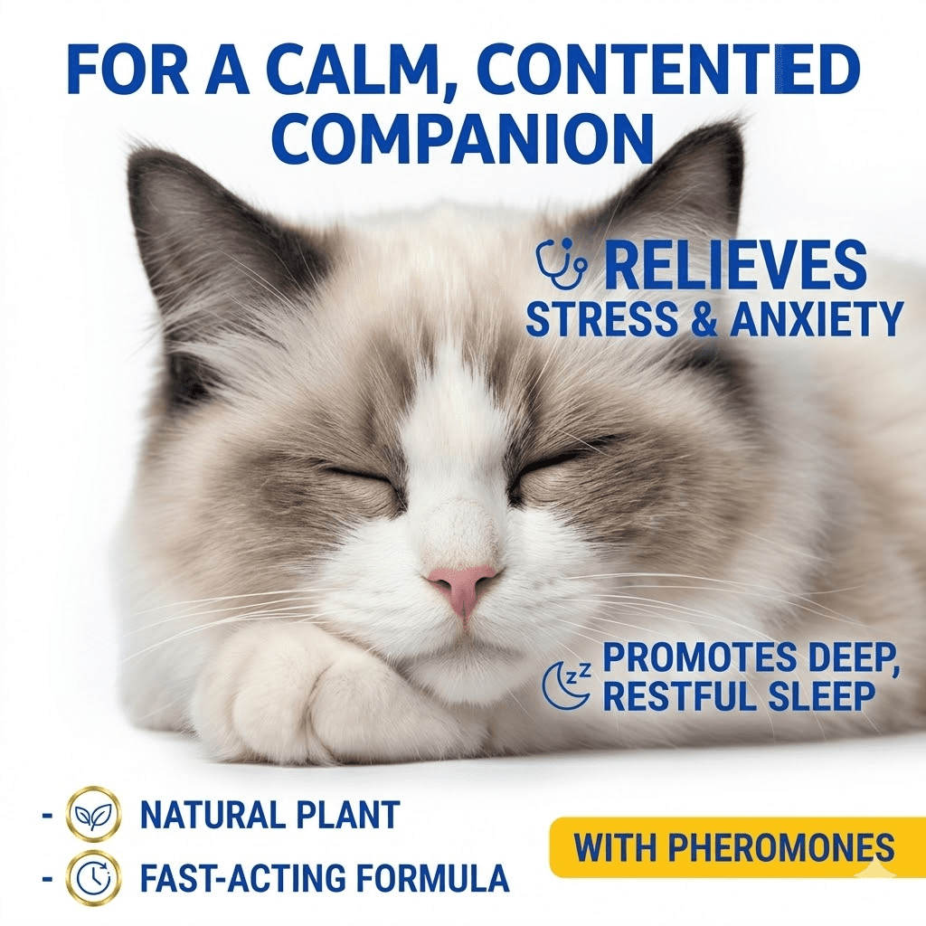 Cat Calming Treats, Natural Anxiety Relief Drops, Helps with Separation Anxiety, Cat Calming Diffuser, Stress Symptoms & Destructive Behavior, Promotes Rest & Relaxation