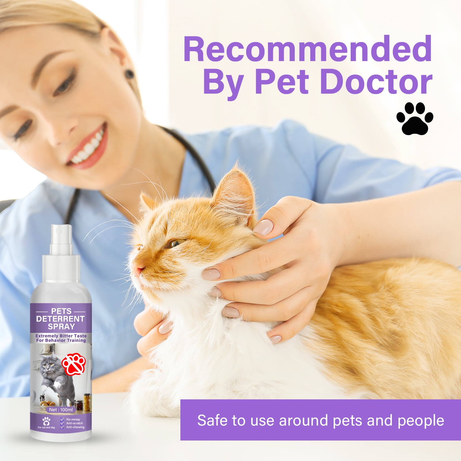 Cat Repellent Spray, Cat Spray Deterrent, Effective Cat Scratch Furniture Protector Stay Away from Restricted Areas for Pet Behavior Training Indoor and Outdoor