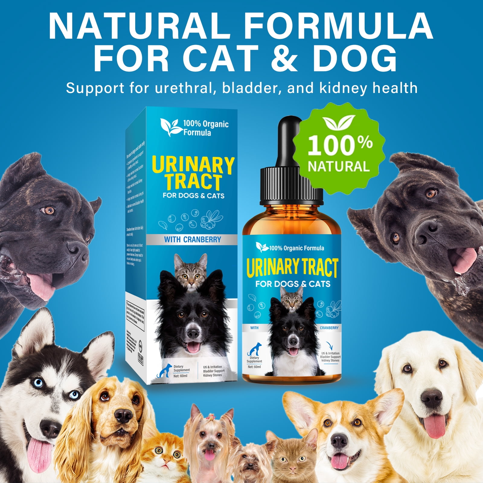 Cat & Dog UTI Treatment, Urinary Tract Infection Treatment for Cats and Dogs, 60ML