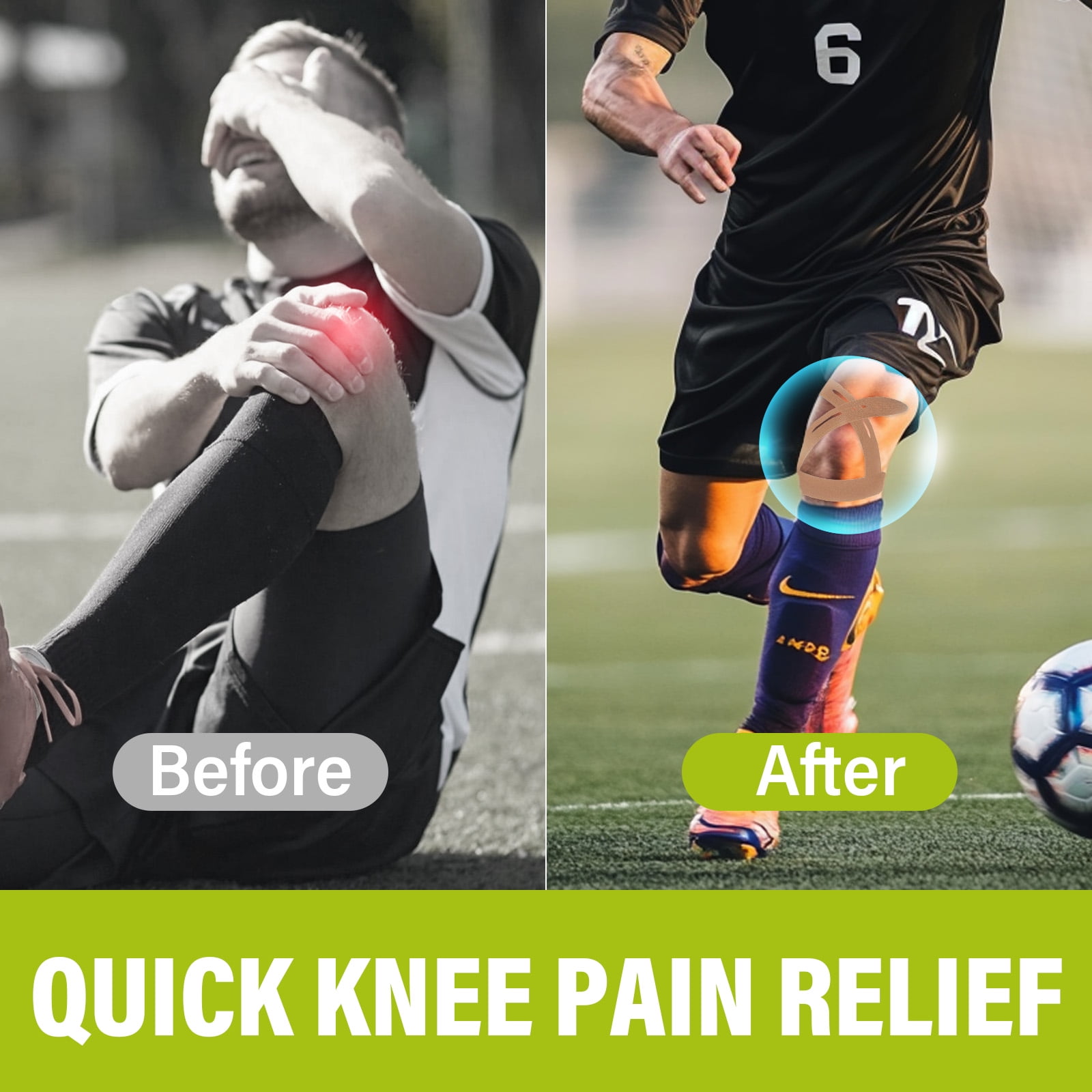 Kinesiology Tape for Knees, Kinesiology Tape Precut,Waterproof and Sweatproof,Provide Support and Stability to Muscle, 10PCS