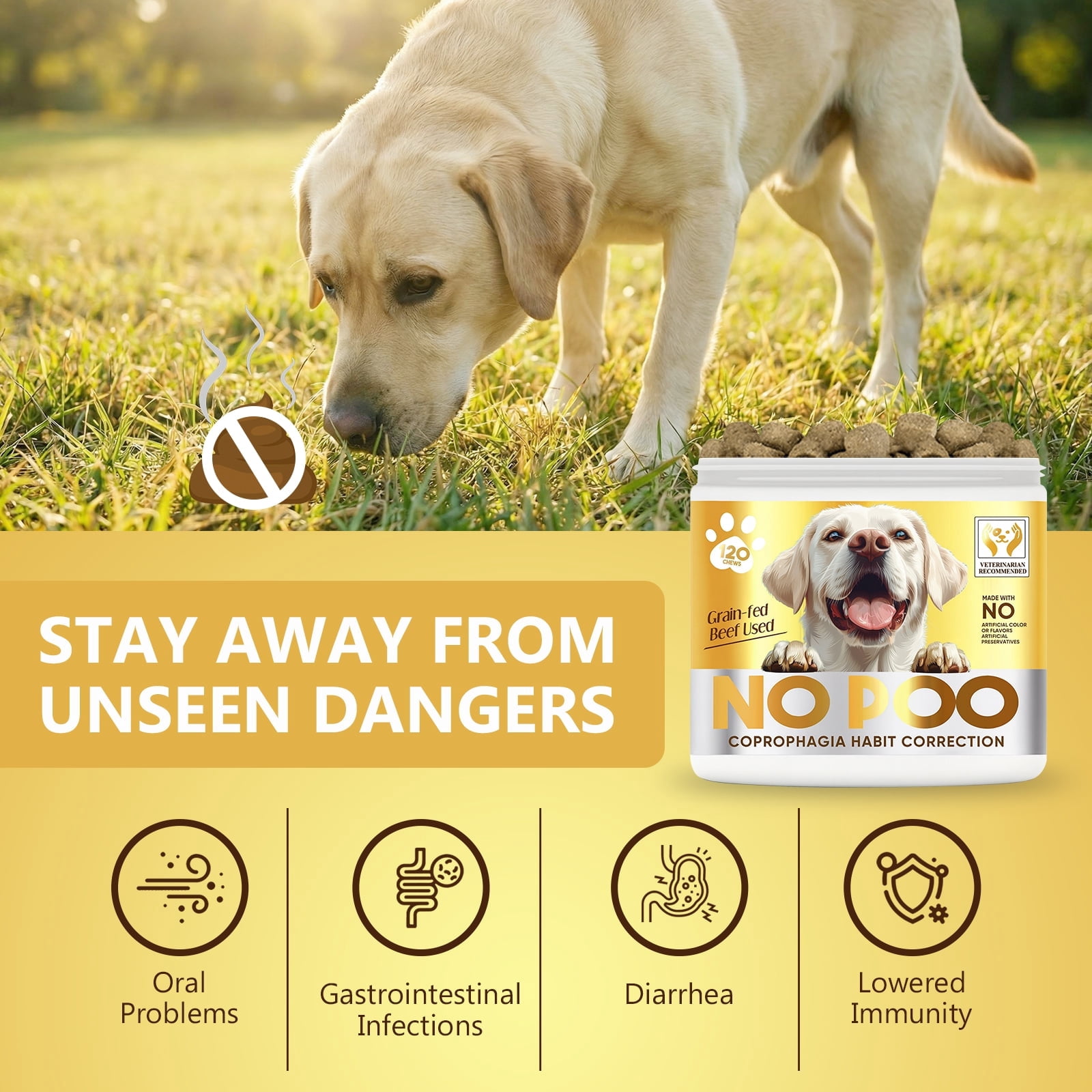 Stop Eating Poop for Dogs, No Poo Chews for Dogs, Stopping Dog from Eating Poop, - Premium Grain-Free Formula to Stop Dog Poop Eating Habit - Digestive Health & Balanced Nutrition for All Breeds